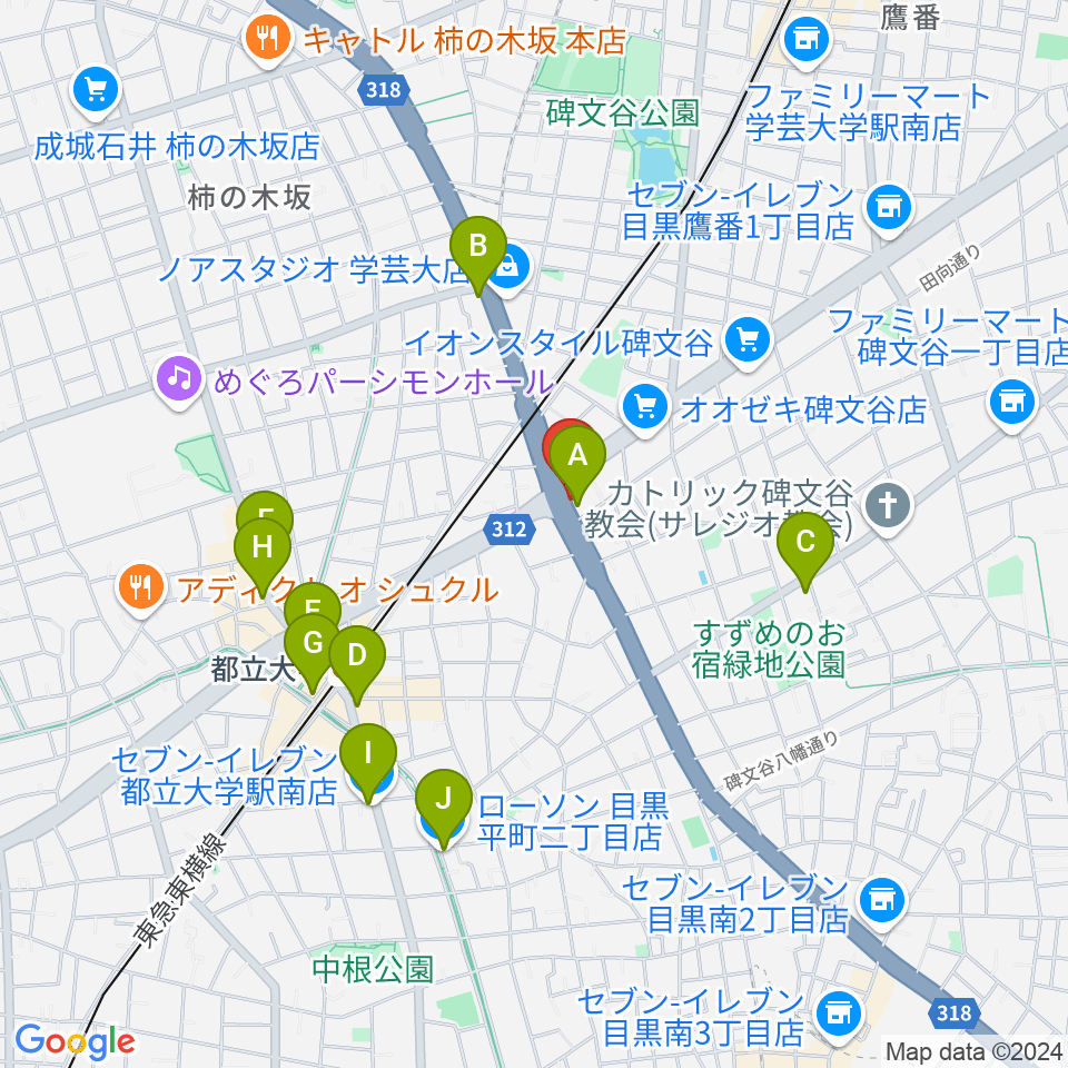 あすなろスタジオ周辺のコンビニエンスストア一覧地図