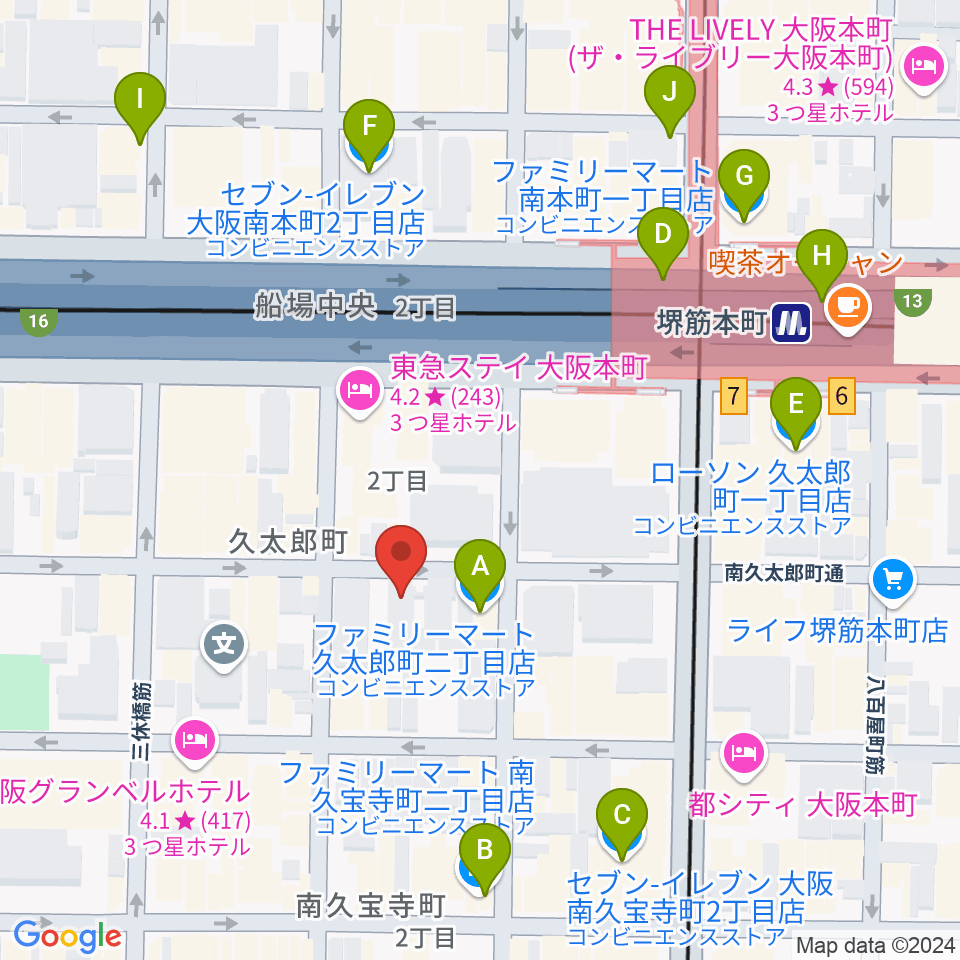 クラブマーキュリー周辺のコンビニエンスストア一覧地図