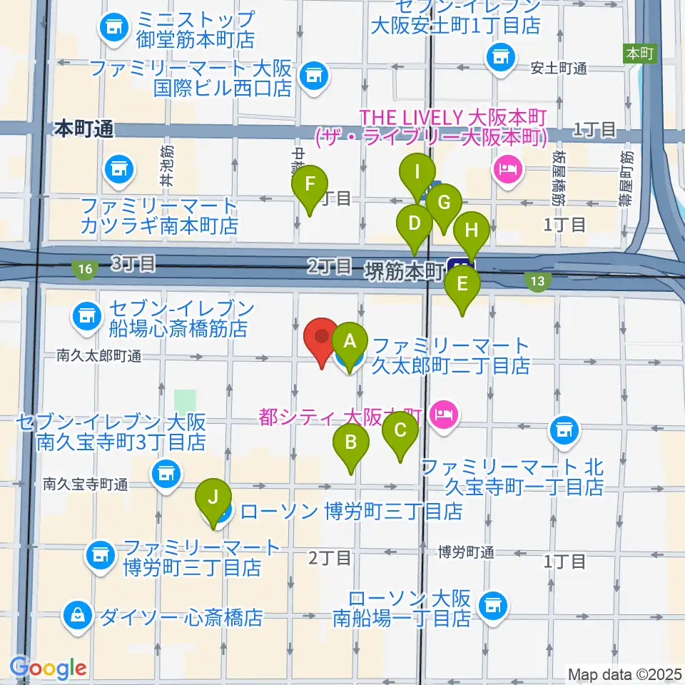 クラブマーキュリー周辺のコンビニエンスストア一覧地図