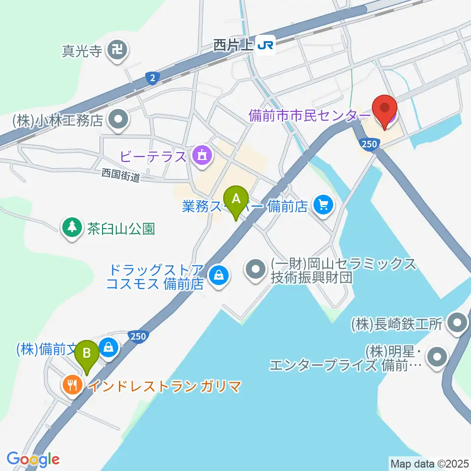 備前市市民センター周辺のコンビニエンスストア一覧地図
