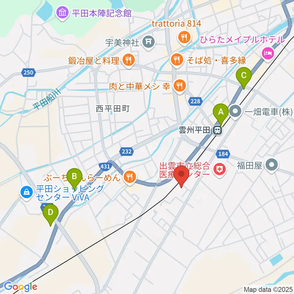 平田文化館周辺のコンビニエンスストア一覧地図