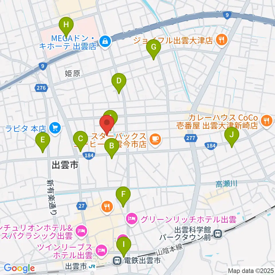 出雲芸術アカデミー音楽院周辺のコンビニエンスストア一覧地図