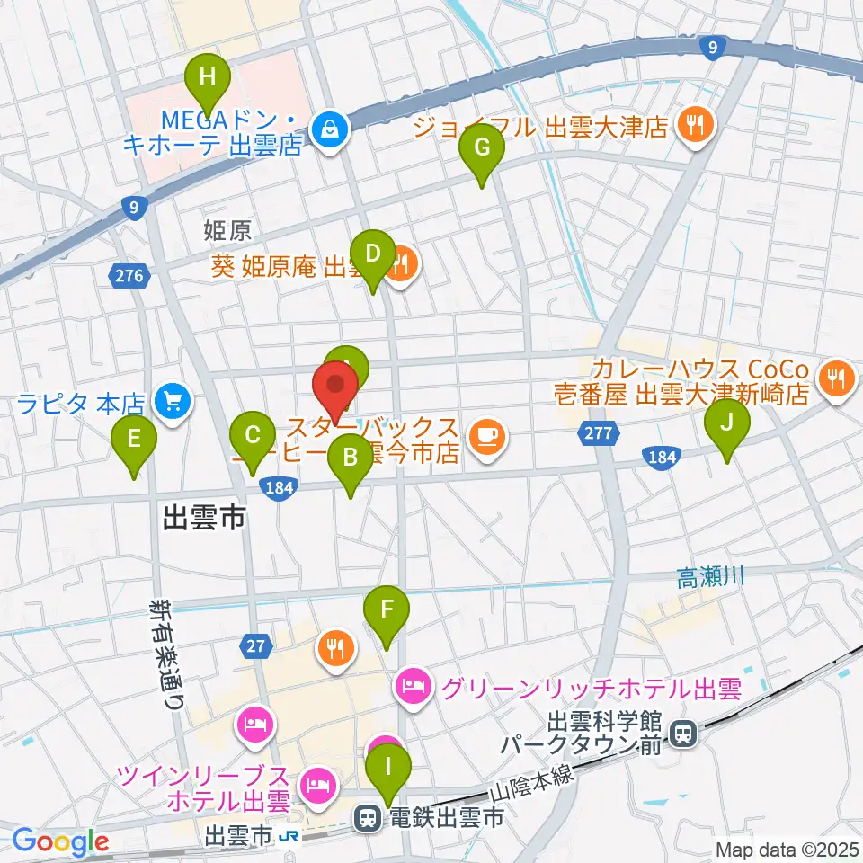 出雲芸術アカデミー音楽院周辺のコンビニエンスストア一覧地図
