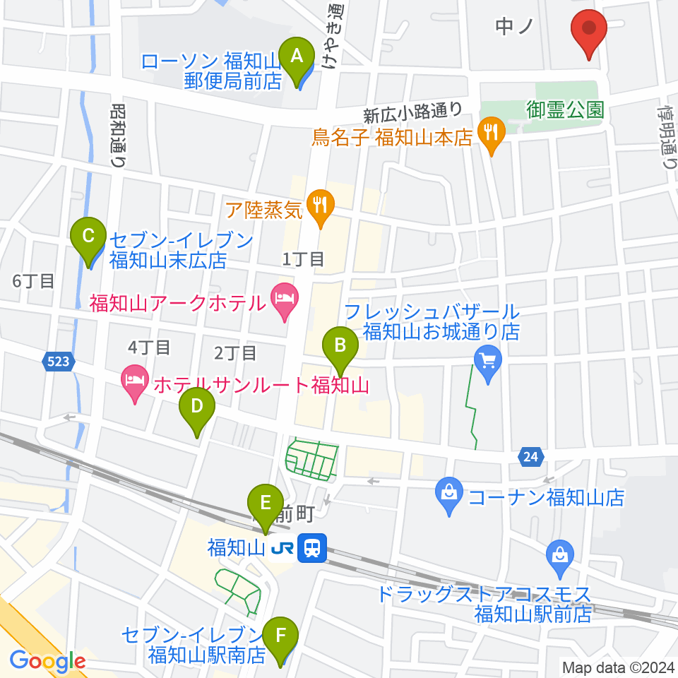 福知山市厚生会館周辺のコンビニエンスストア一覧地図