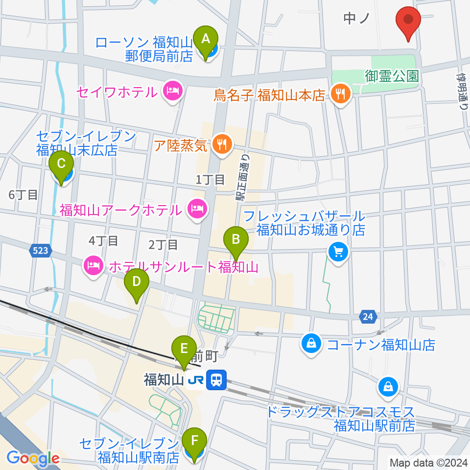 福知山市厚生会館周辺のコンビニエンスストア一覧地図