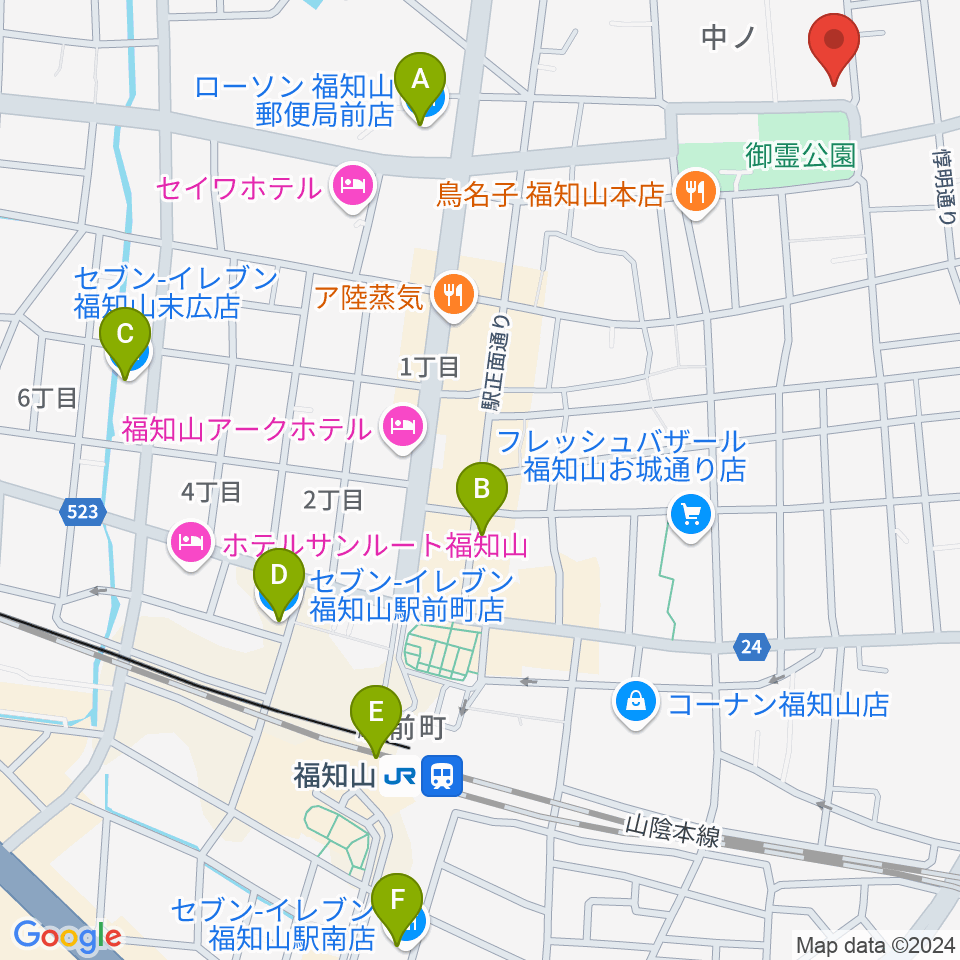 福知山市厚生会館周辺のコンビニエンスストア一覧地図