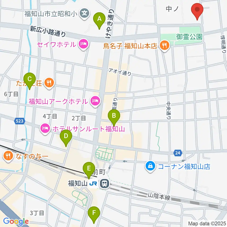 福知山市厚生会館周辺のコンビニエンスストア一覧地図