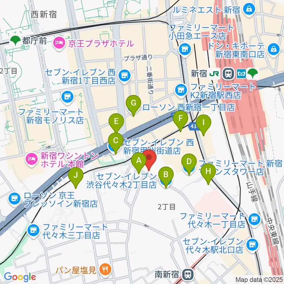 プーク人形劇場周辺のコンビニエンスストア一覧地図