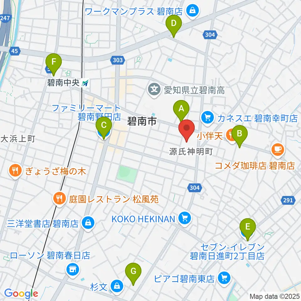 碧南市文化会館周辺のコンビニエンスストア一覧地図