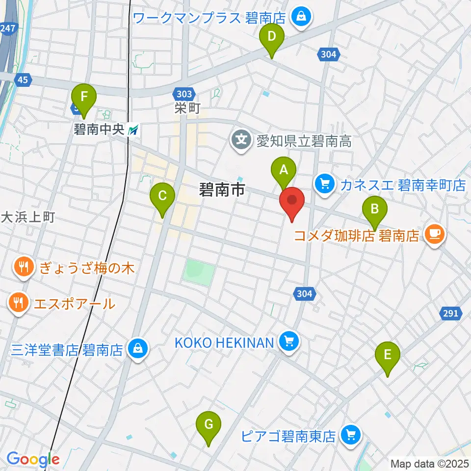 碧南市文化会館周辺のコンビニエンスストア一覧地図