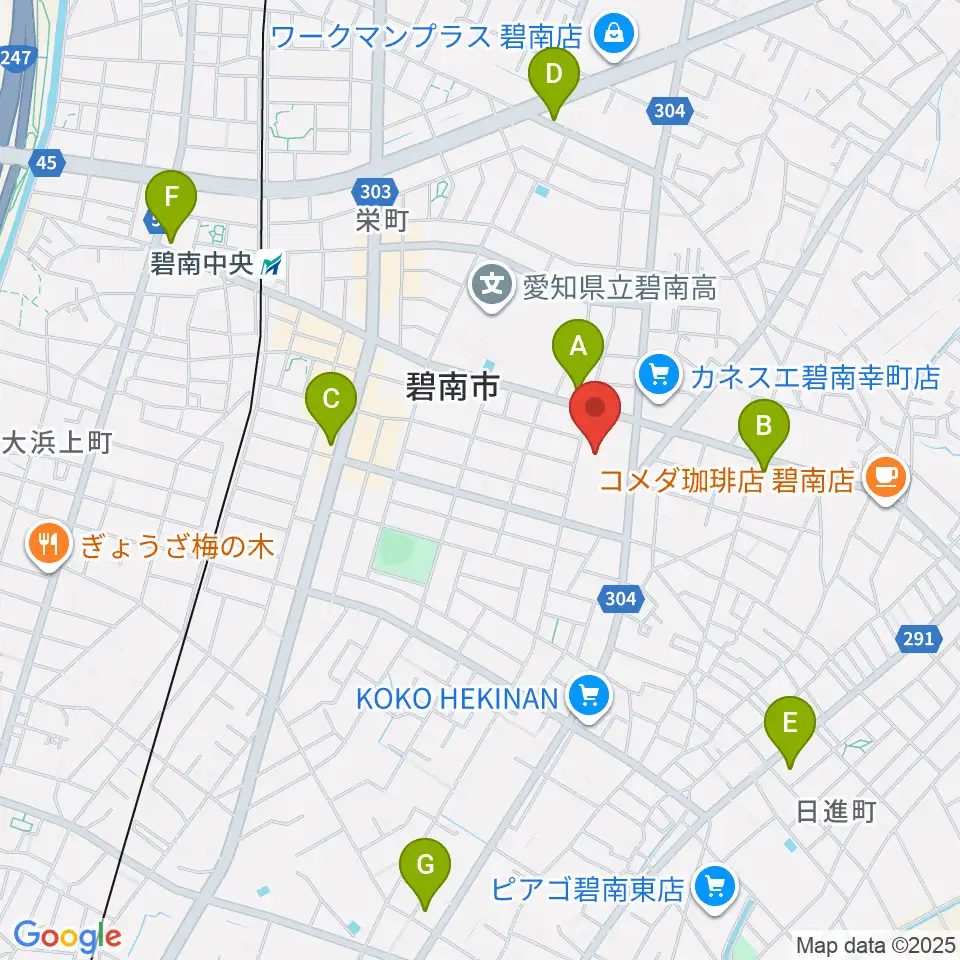 碧南市文化会館周辺のコンビニエンスストア一覧地図