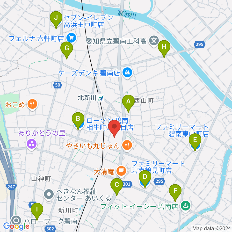 碧南市芸術文化ホール周辺のコンビニエンスストア一覧地図