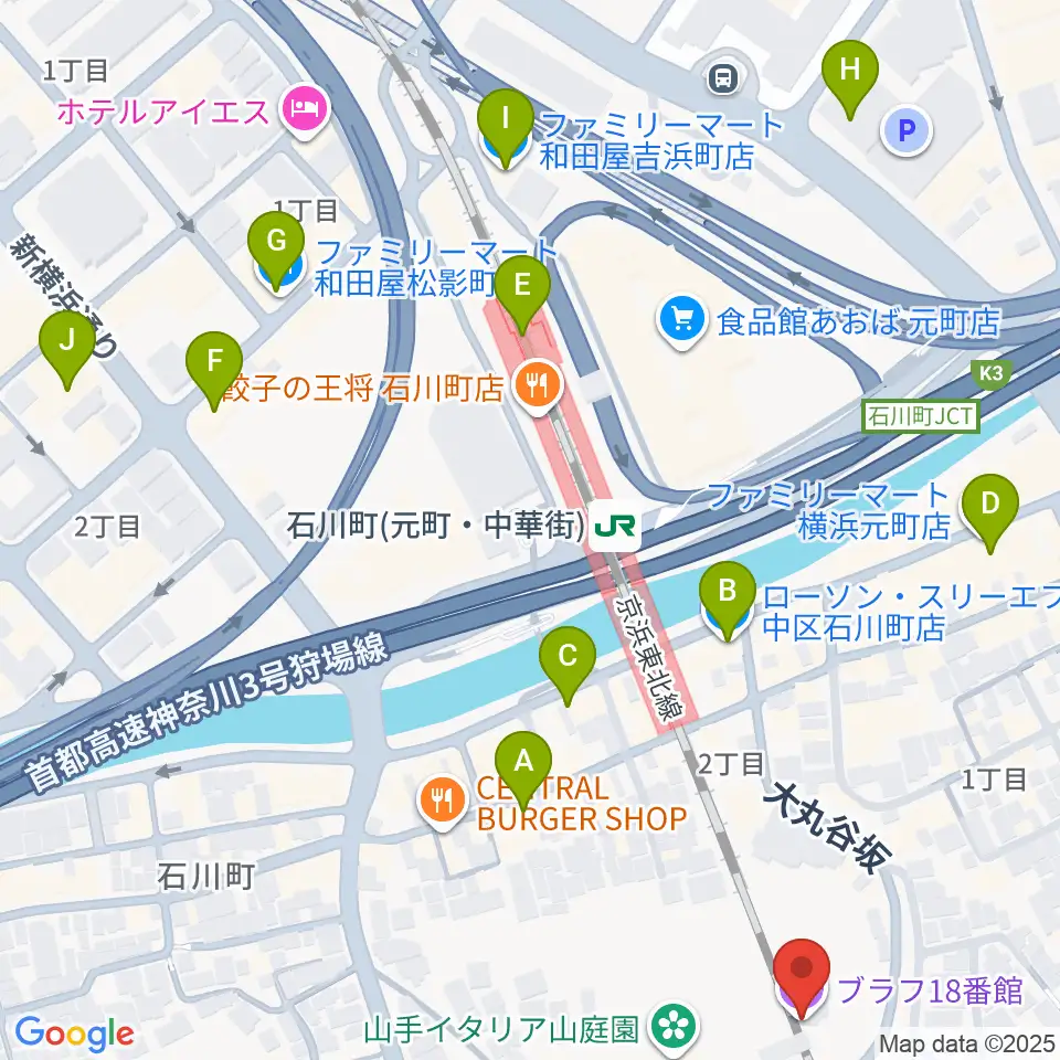 ブラフ18番館周辺のコンビニエンスストア一覧地図