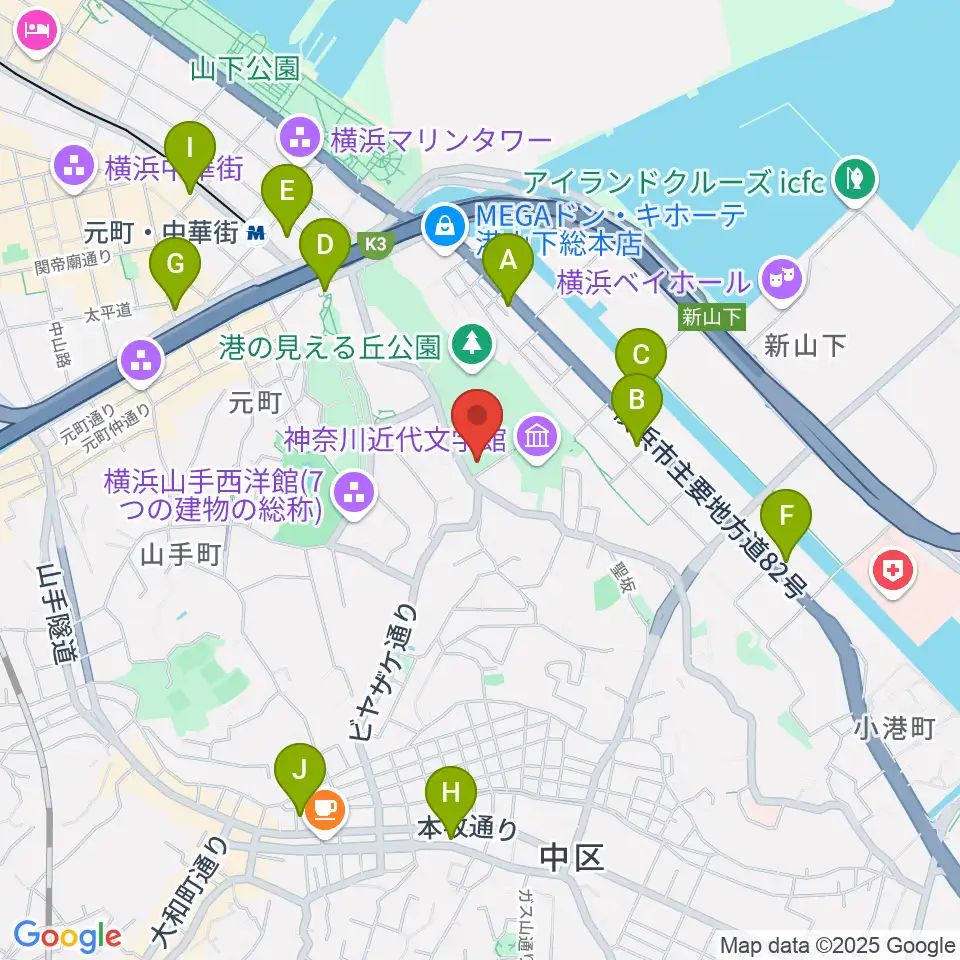 山手111番館周辺のコンビニエンスストア一覧地図