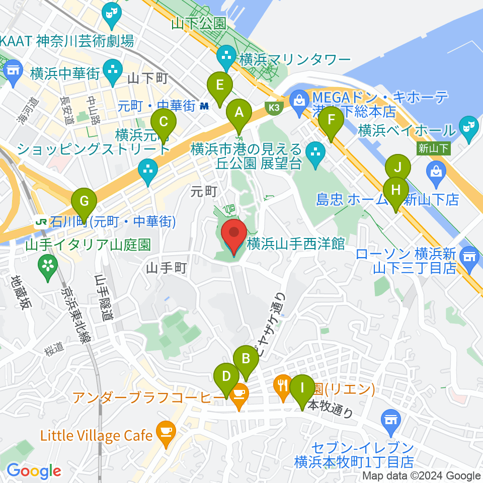 エリスマン邸周辺のコンビニエンスストア一覧地図