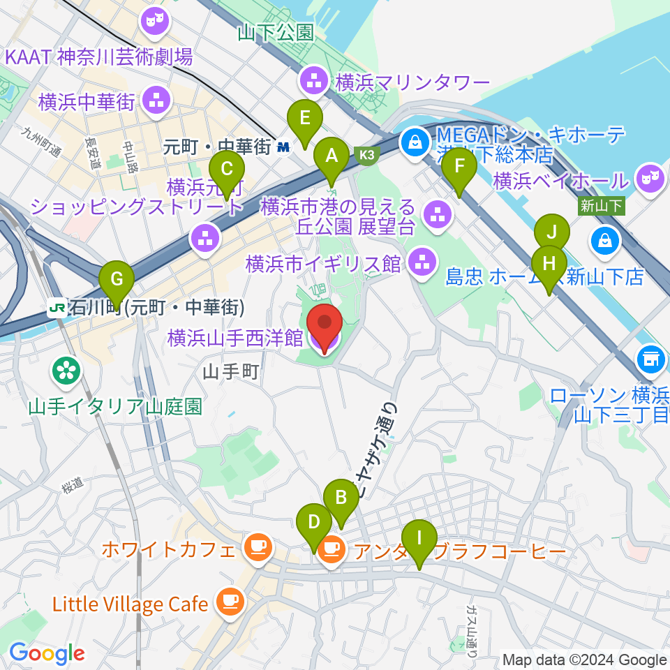 エリスマン邸周辺のコンビニエンスストア一覧地図