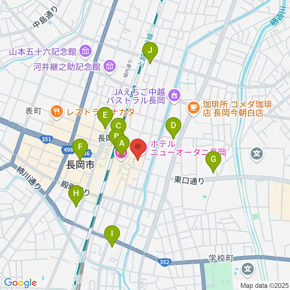 ホテルニューオータニ長岡NCホール周辺のコンビニエンスストア一覧地図
