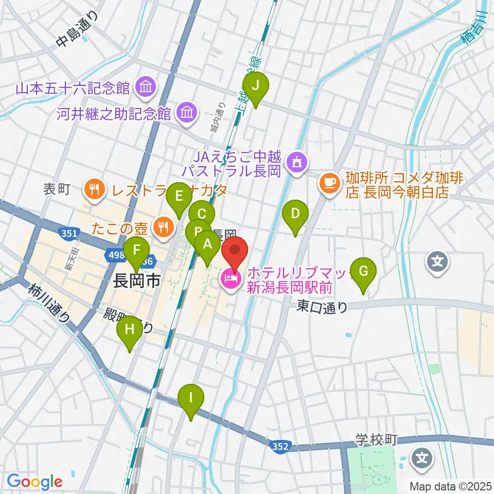 ホテルニューオータニ長岡NCホール周辺のコンビニエンスストア一覧地図