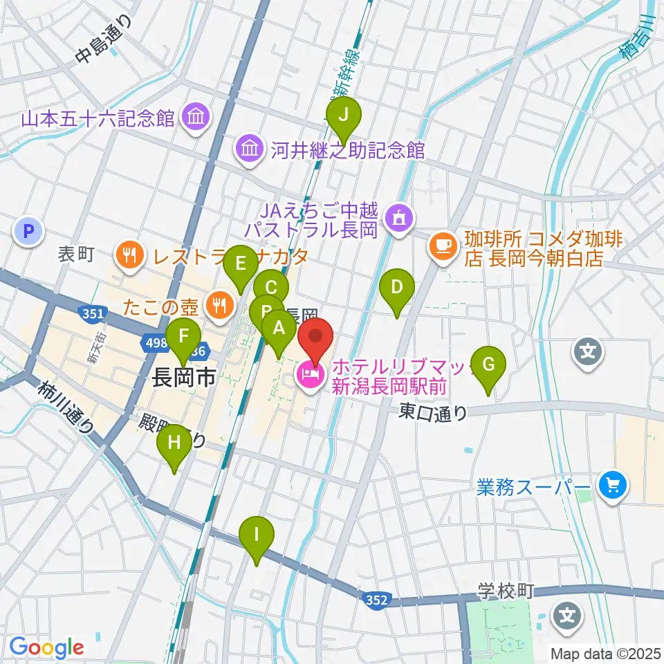ホテルニューオータニ長岡NCホール周辺のコンビニエンスストア一覧地図