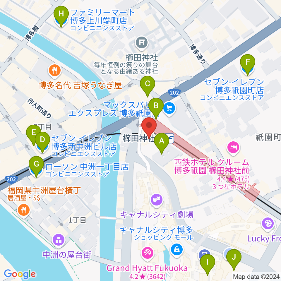 ぽんプラザホール周辺のコンビニエンスストア一覧地図