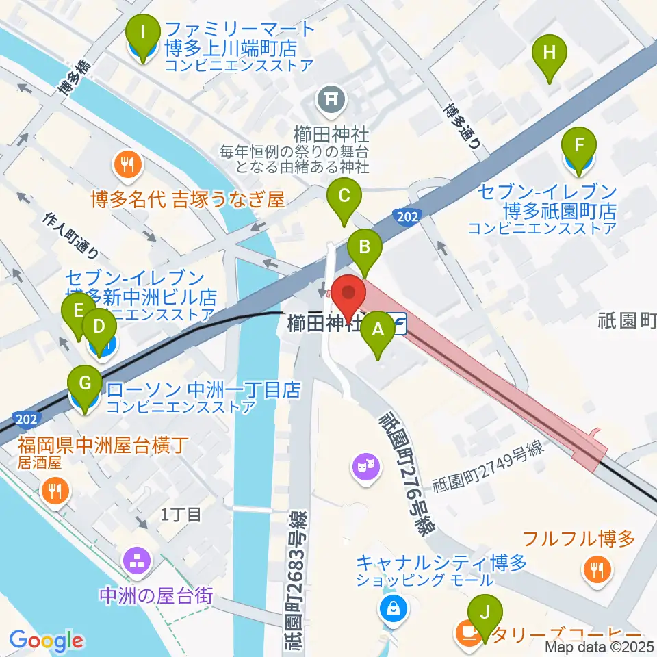ぽんプラザホール周辺のコンビニエンスストア一覧地図