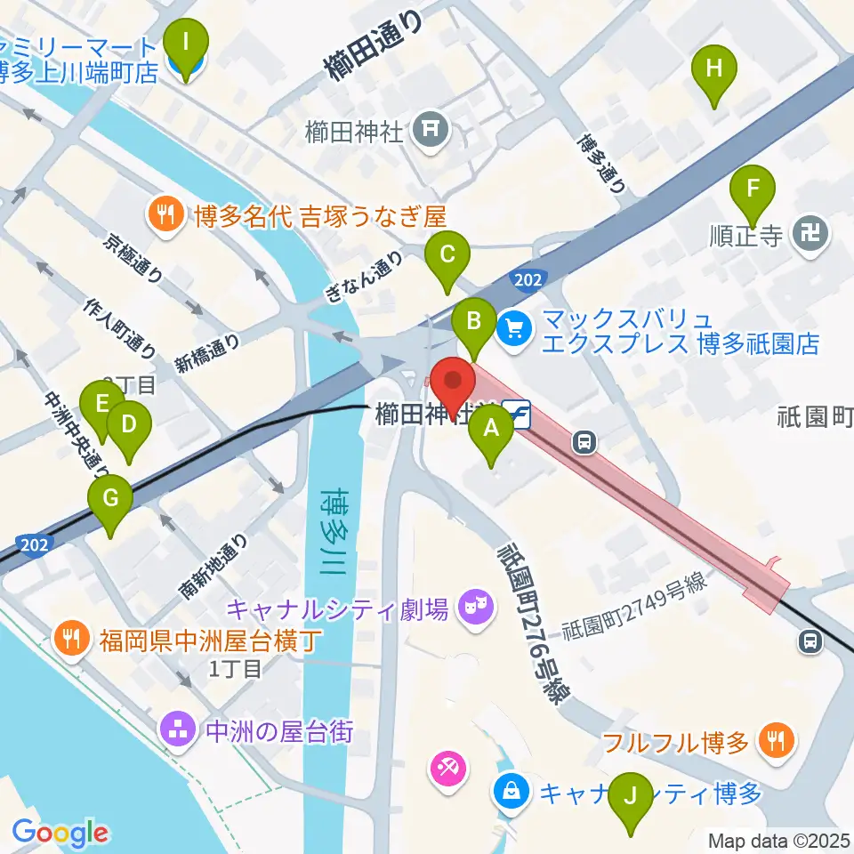 ぽんプラザホール周辺のコンビニエンスストア一覧地図