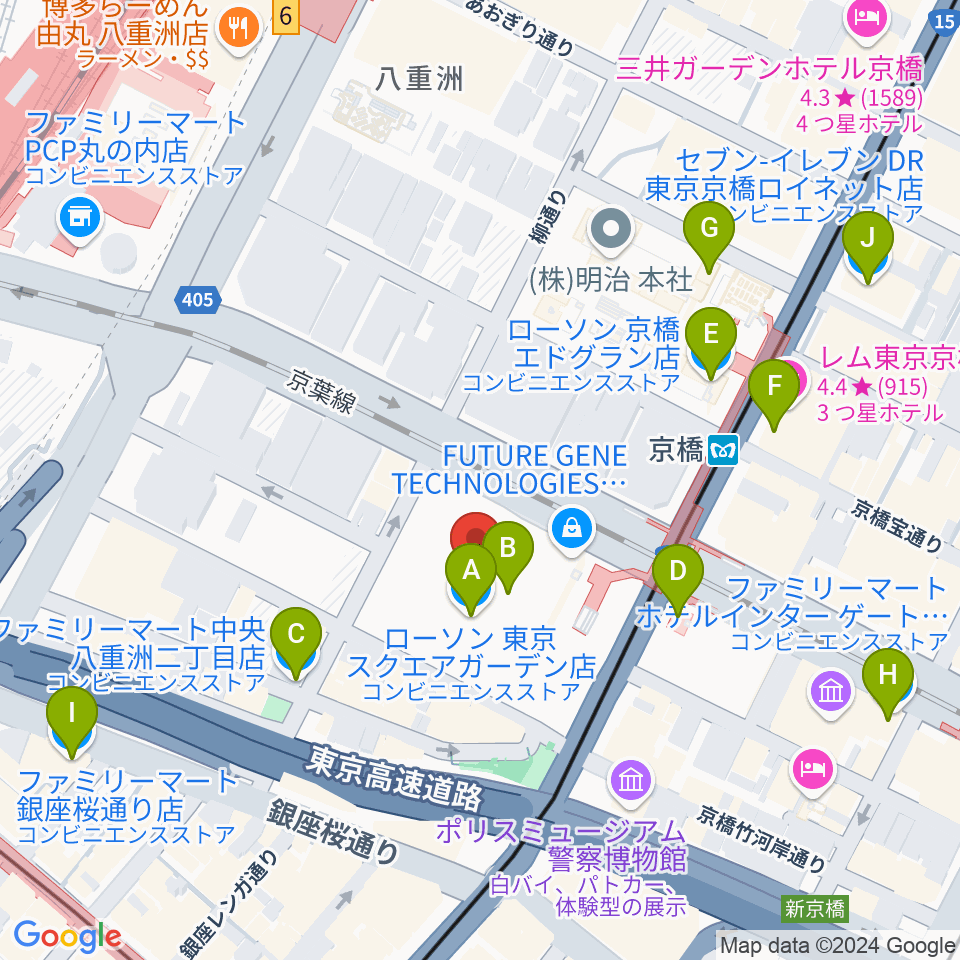 東京コンベンションホール周辺のコンビニエンスストア一覧地図