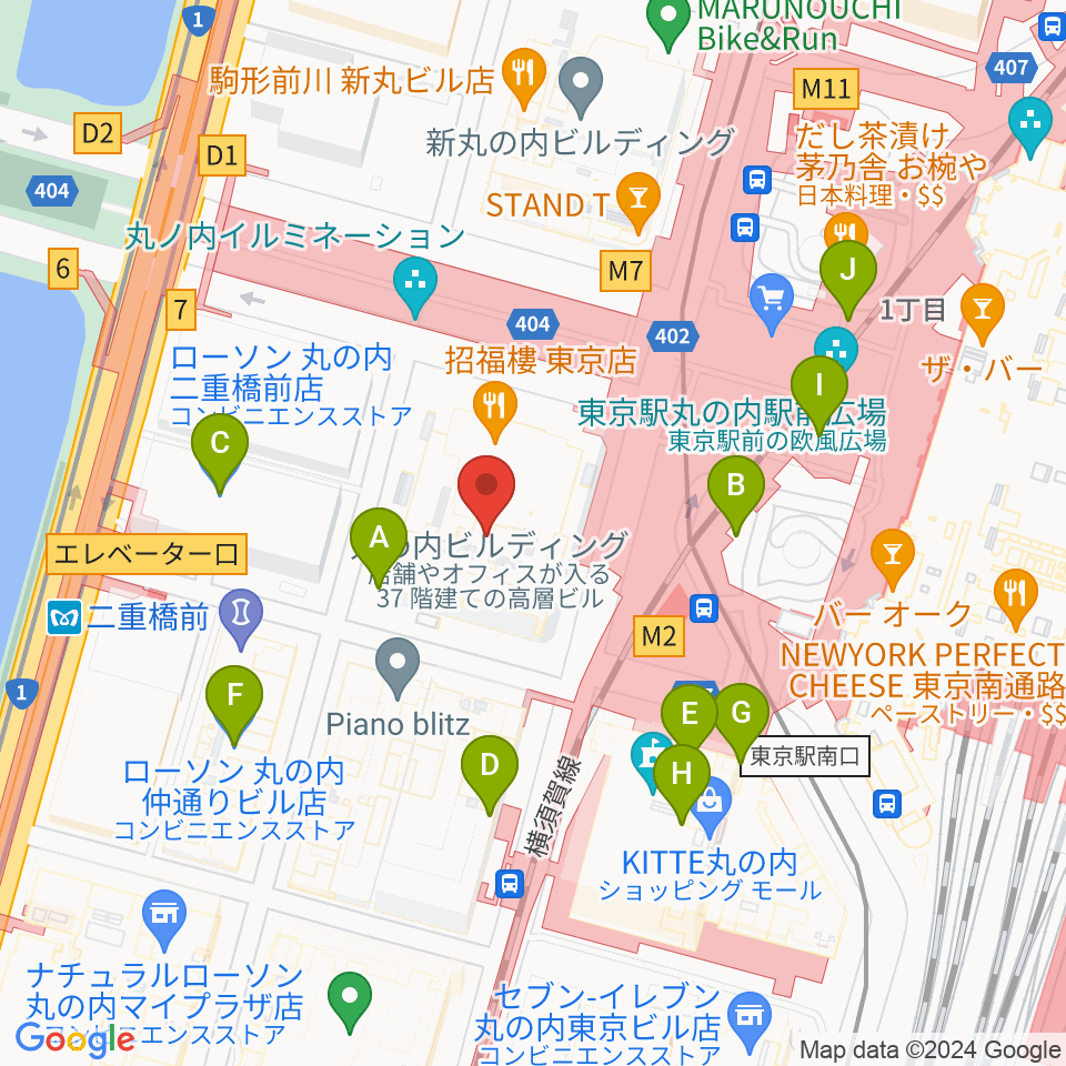 丸ビルホール周辺のコンビニエンスストア一覧地図