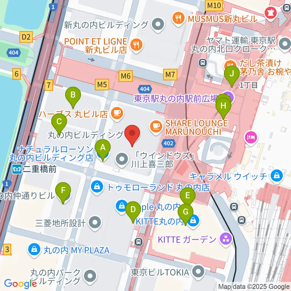 丸ビルホール周辺のコンビニエンスストア一覧地図