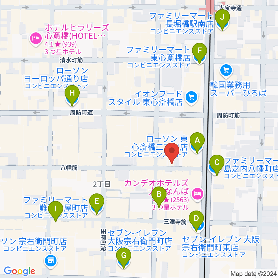 心斎橋soma周辺のコンビニエンスストア一覧地図