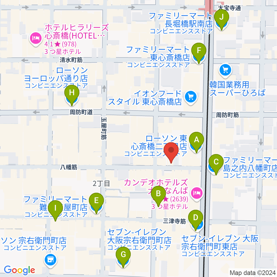 心斎橋soma周辺のコンビニエンスストア一覧地図