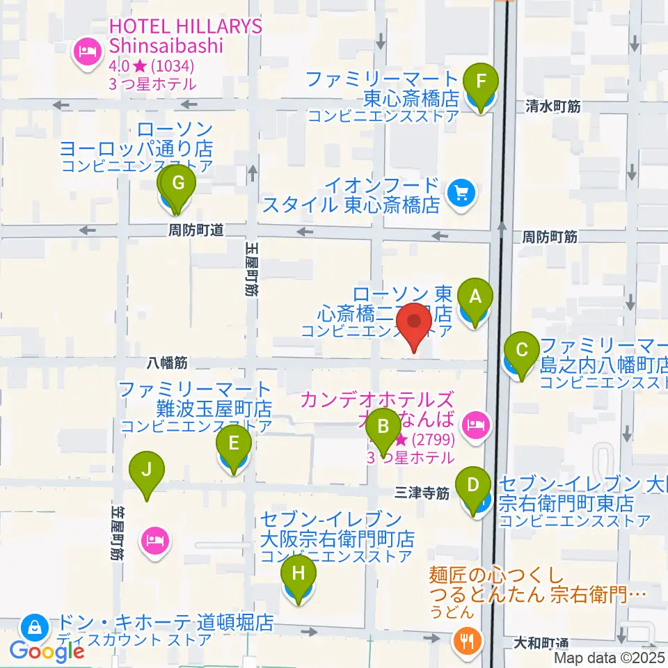 心斎橋soma周辺のコンビニエンスストア一覧地図