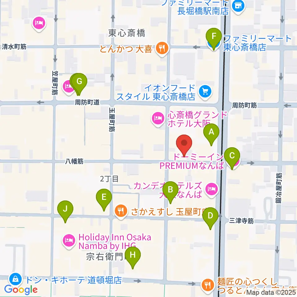 心斎橋soma周辺のコンビニエンスストア一覧地図