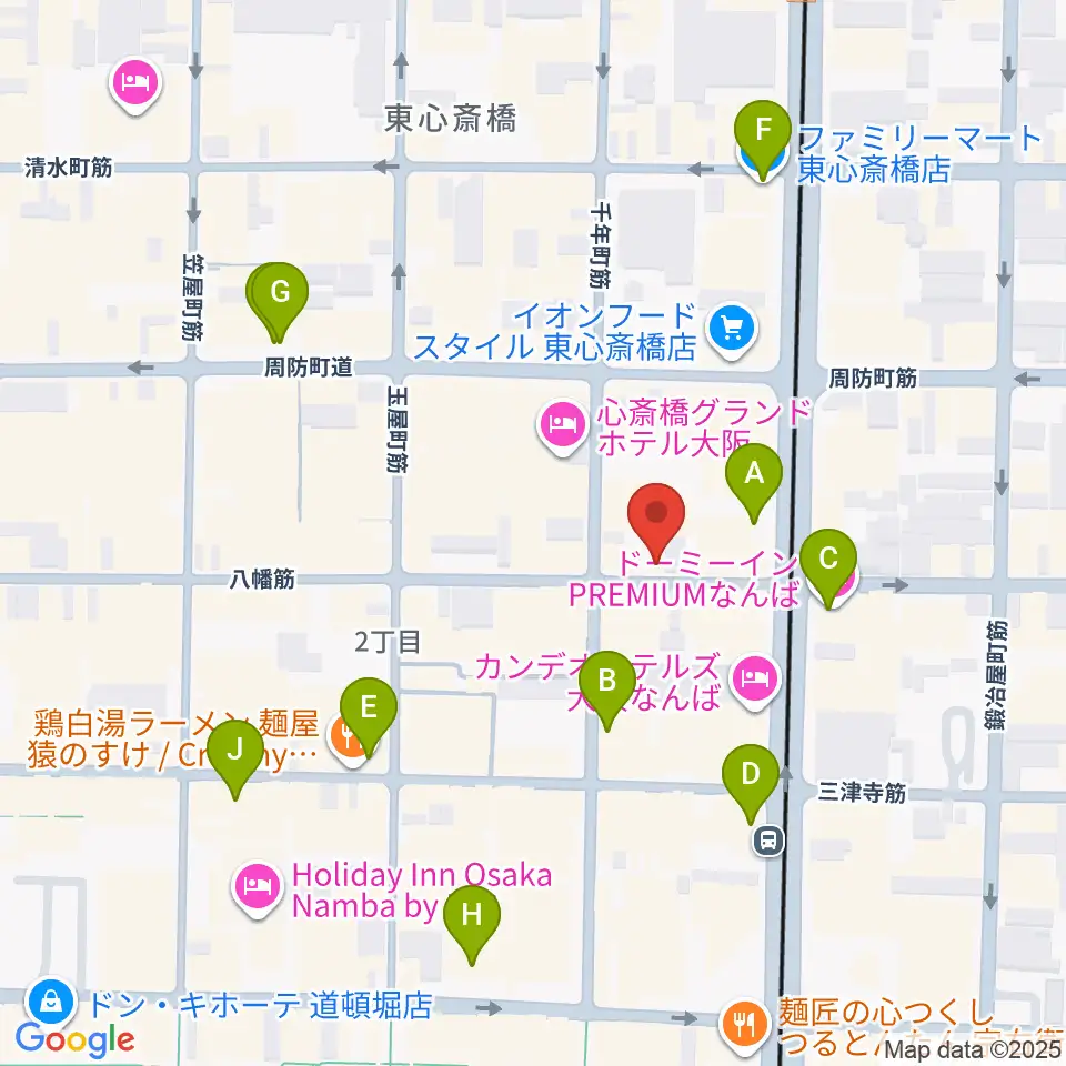 心斎橋soma周辺のコンビニエンスストア一覧地図