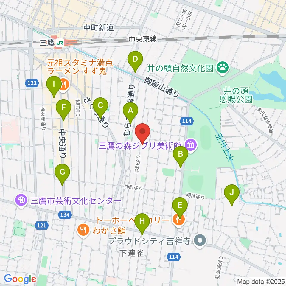 みたか井心亭周辺のコンビニエンスストア一覧地図