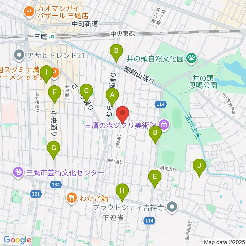 みたか井心亭周辺のコンビニエンスストア一覧地図