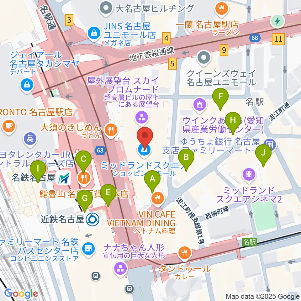 ミッドランドホール周辺のコンビニエンスストア一覧地図