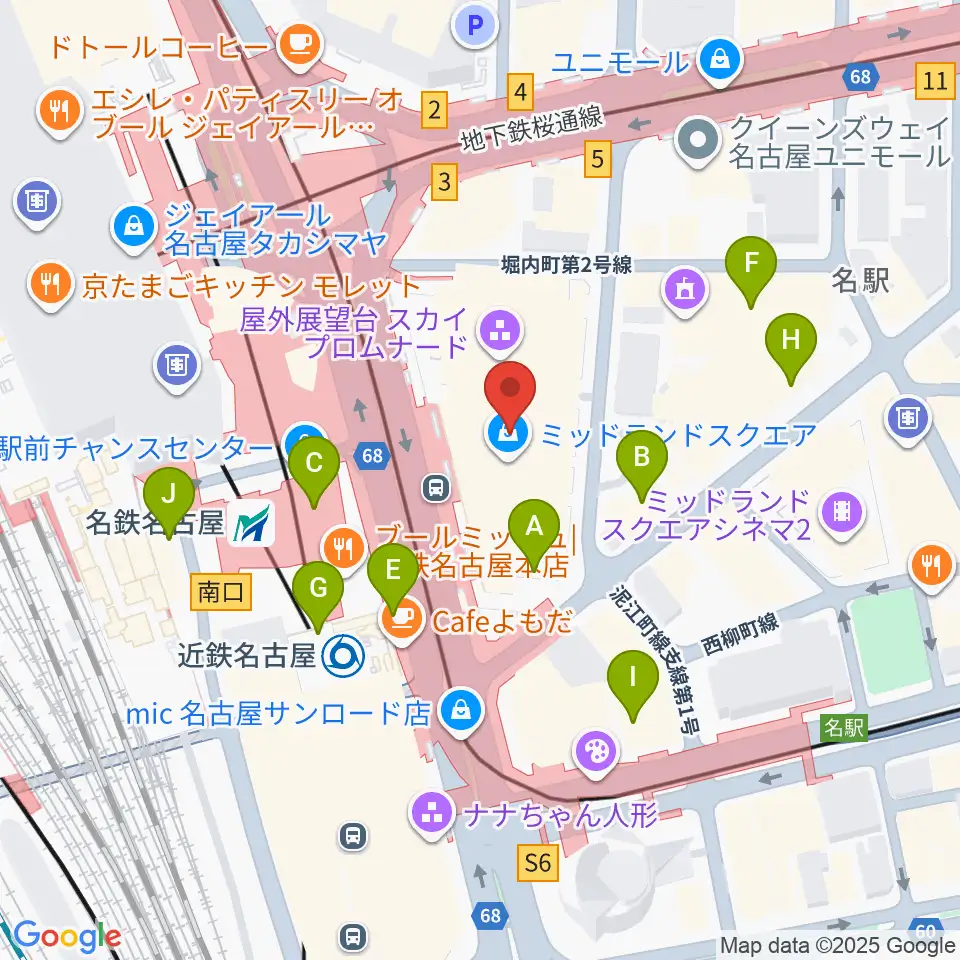 ミッドランドホール周辺のコンビニエンスストア一覧地図