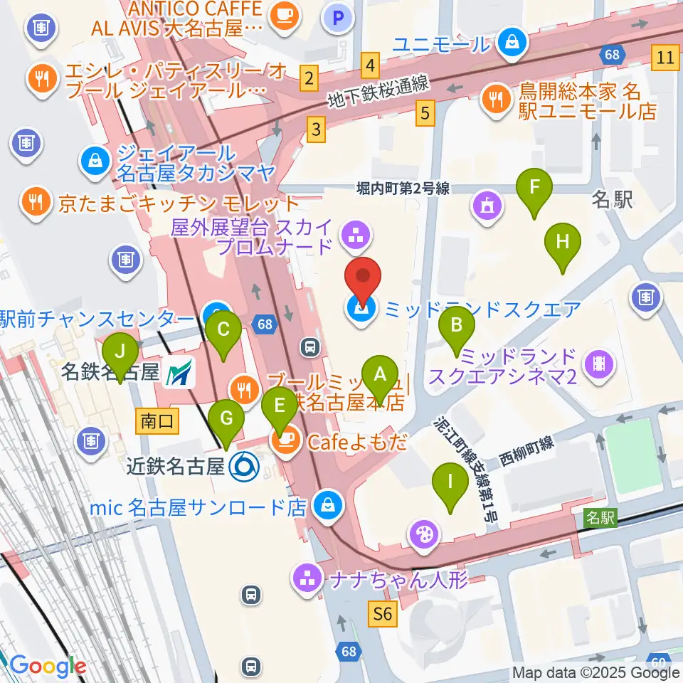 ミッドランドホール周辺のコンビニエンスストア一覧地図