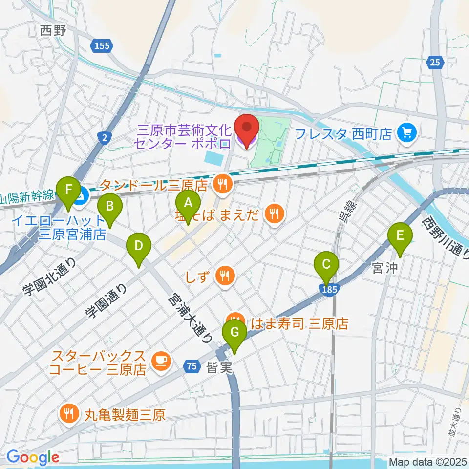 三原市芸術文化センター ポポロ周辺のコンビニエンスストア一覧地図