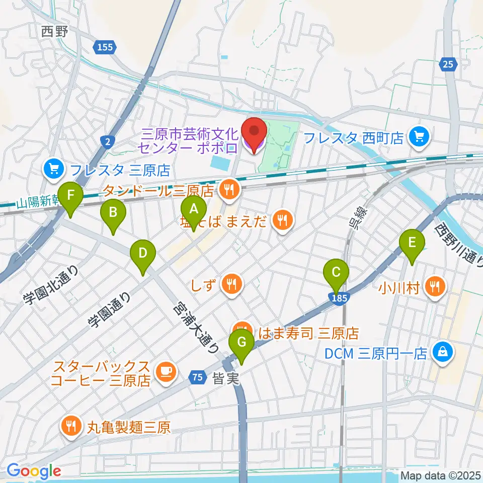 三原市芸術文化センター ポポロ周辺のコンビニエンスストア一覧地図
