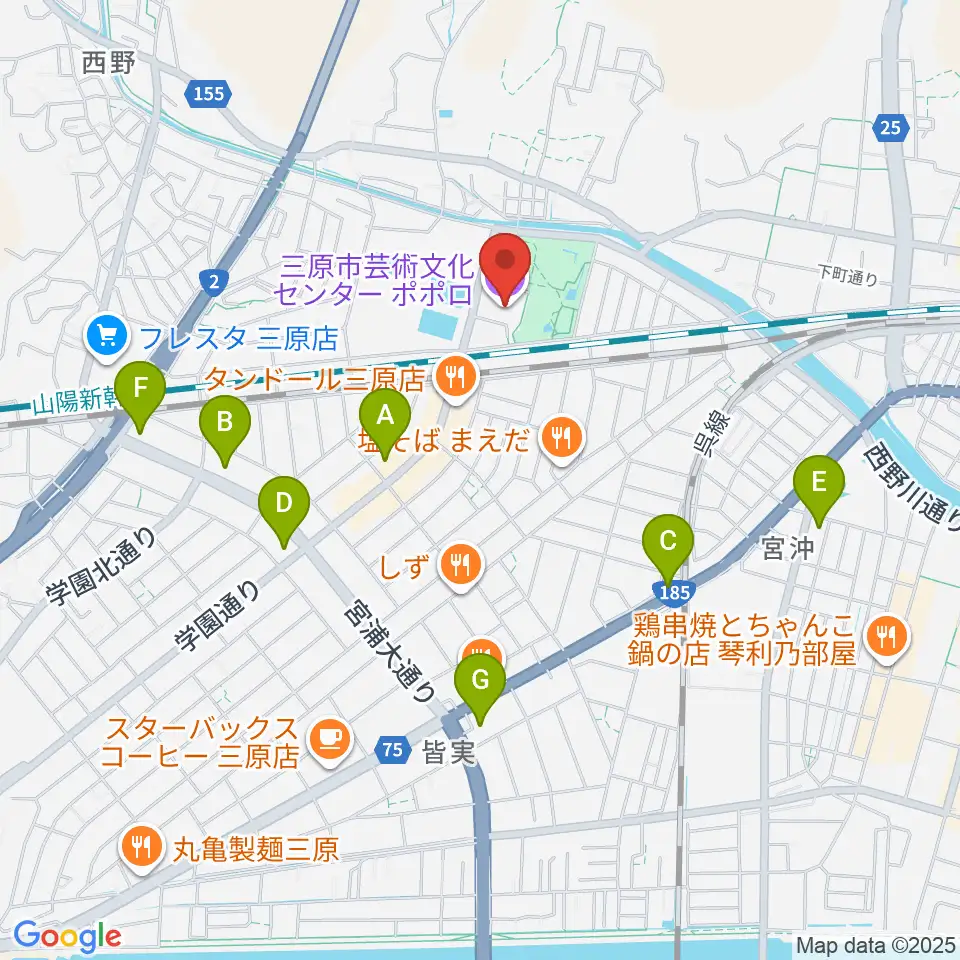 三原市芸術文化センター ポポロ周辺のコンビニエンスストア一覧地図