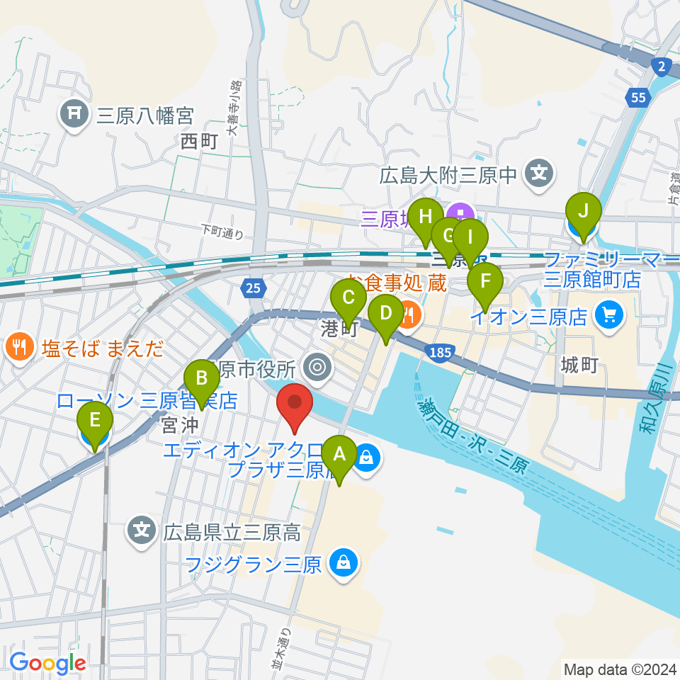 三原リージョンプラザ周辺のコンビニエンスストア一覧地図