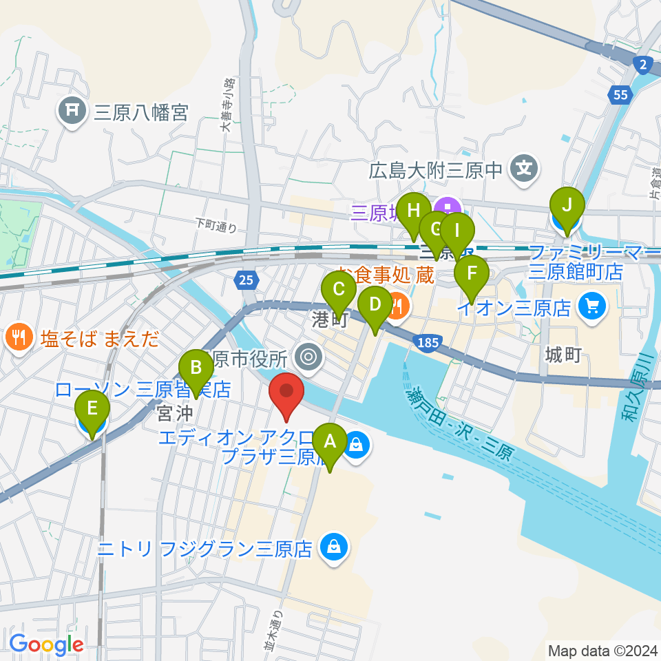 三原リージョンプラザ周辺のコンビニエンスストア一覧地図