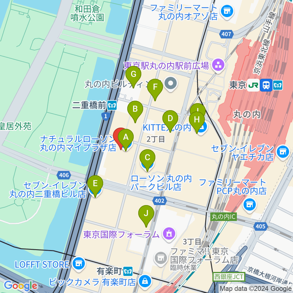 丸の内MY PLAZAホール周辺のコンビニエンスストア一覧地図