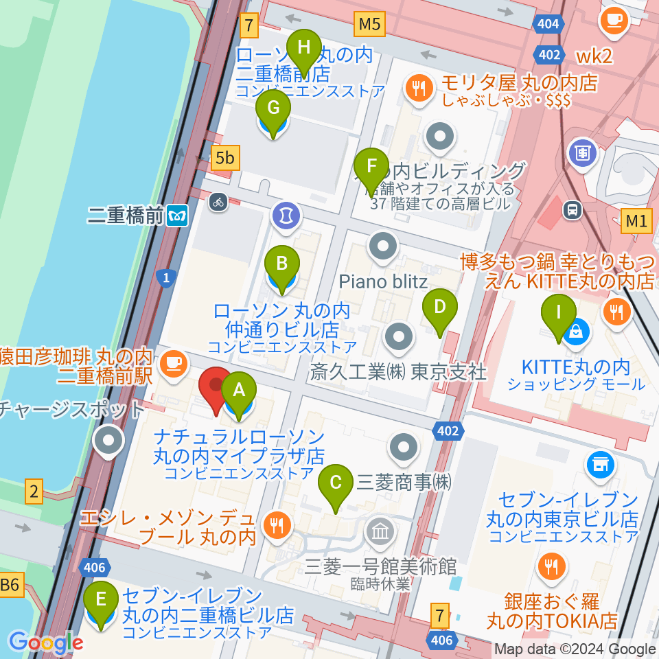 丸の内MY PLAZAホール周辺のコンビニエンスストア一覧地図