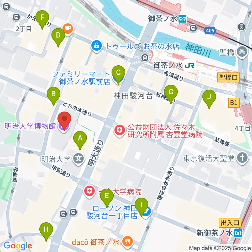 明治大学アカデミーホール周辺のコンビニエンスストア一覧地図