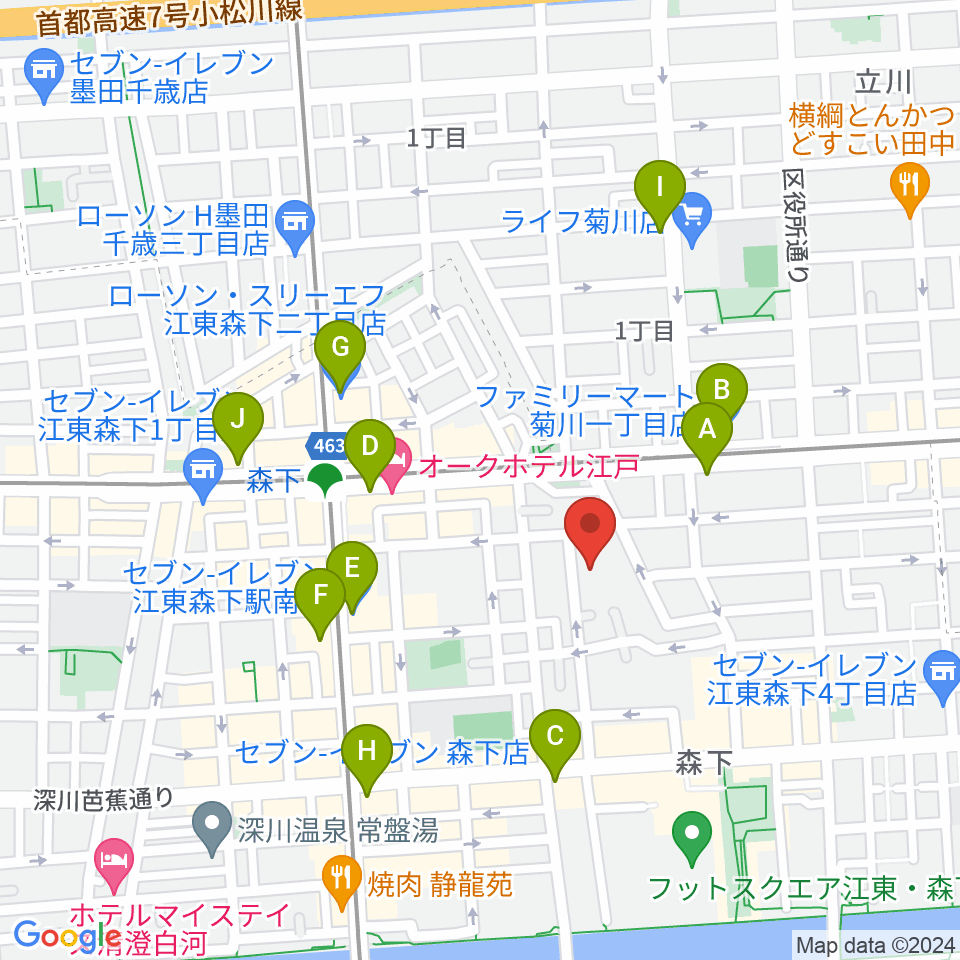 セゾン文化財団 森下スタジオ周辺のコンビニエンスストア一覧地図