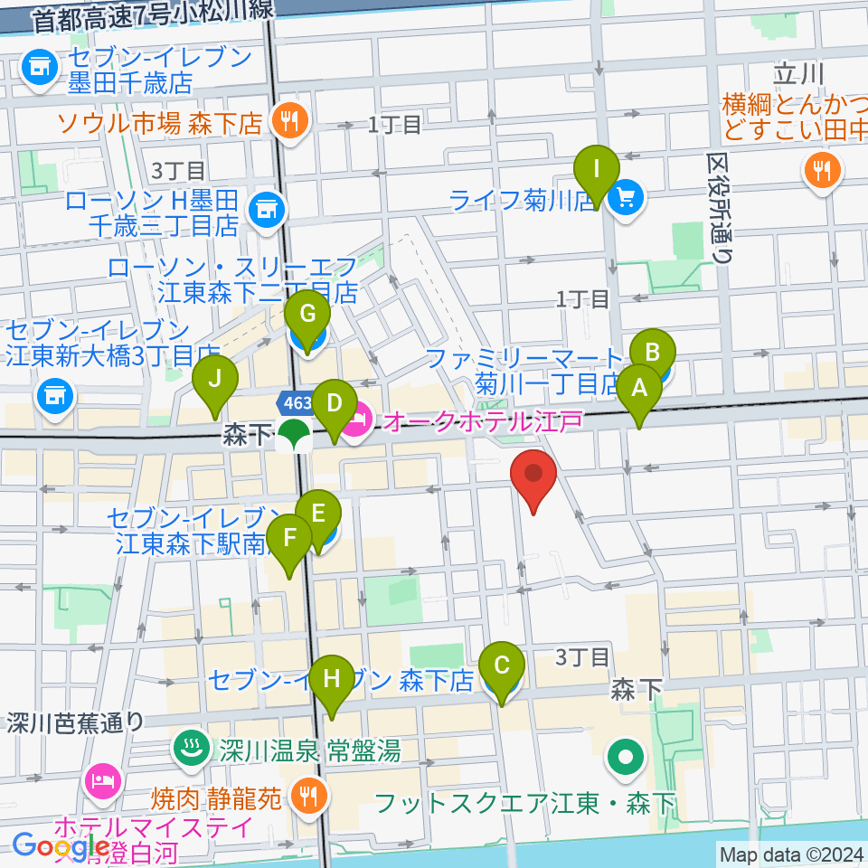 セゾン文化財団 森下スタジオ周辺のコンビニエンスストア一覧地図