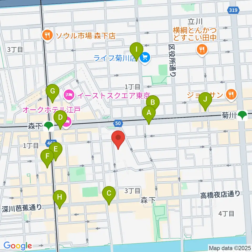 セゾン文化財団 森下スタジオ周辺のコンビニエンスストア一覧地図